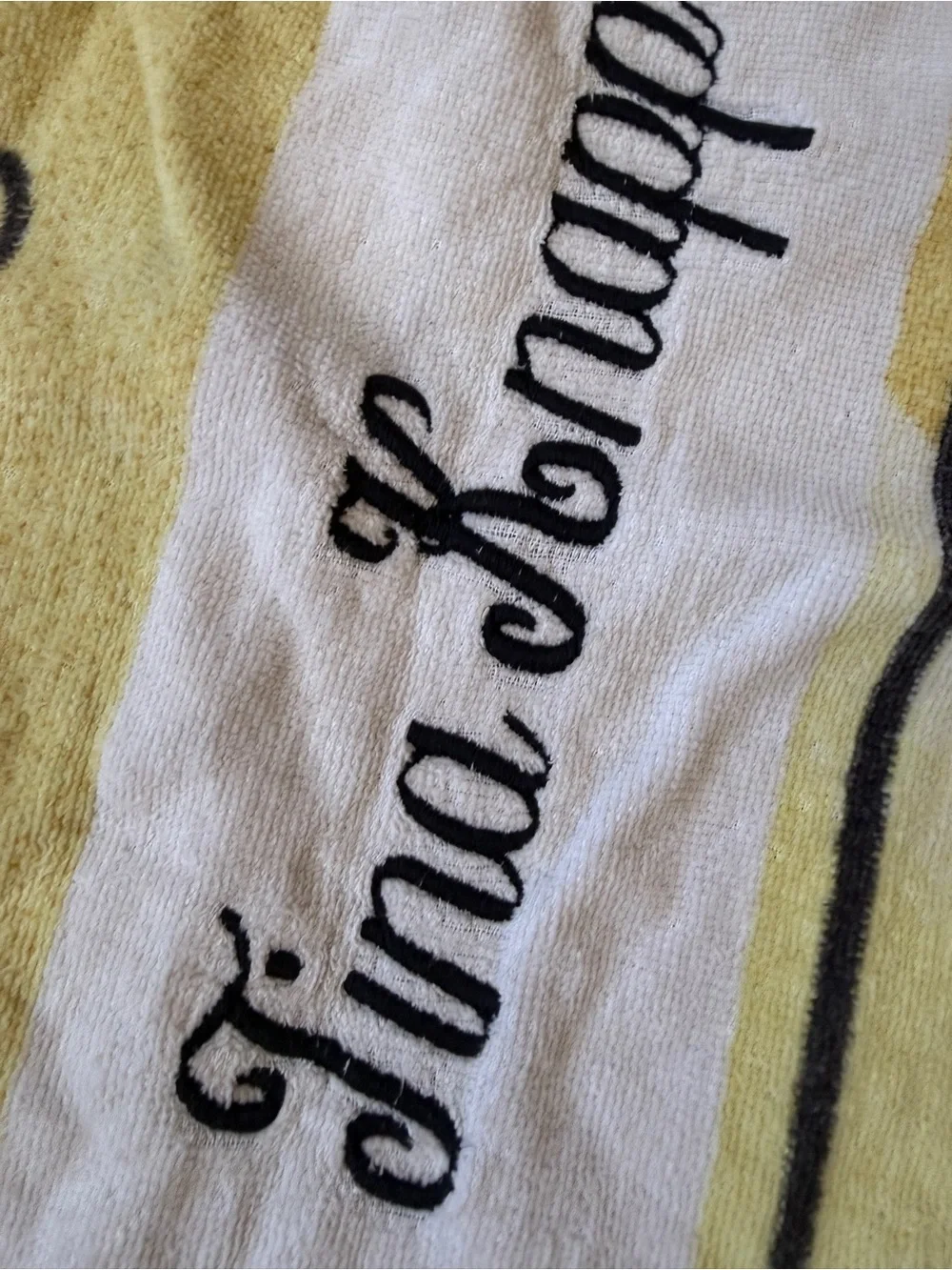 Black & Gold Novelty 'The Gold Card' Beach Towel Bloomingdale’s Linda Knapp name